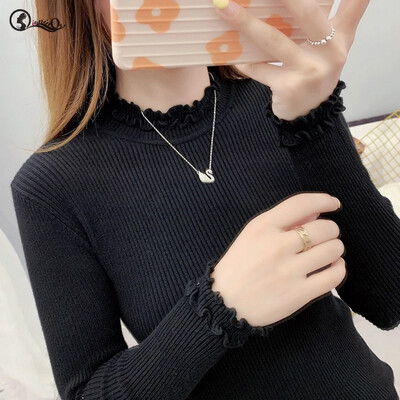 Women knit Sweater New Slim Solid Color Ruffled Pullovers Korean Style O-Neck Long Sleeve Ladies Knitted Sweater cheap top
Women knit Sweater New Slim Solid Color Ruffled Pullovers Korean Style O-Neck Long Sleeve Ladies Knitted Sweater cheap top