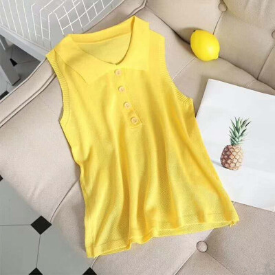 Summer Lapel Tank Top For Women Sweet Candy Color Lapel Solid Color Joker Slim Knitted Tank Top Breathable Tank Top
Summer Lapel Tank Top For Women Sweet Candy Color Lapel Solid Color Joker Slim Knitted Tank Top Breathable Tank Top