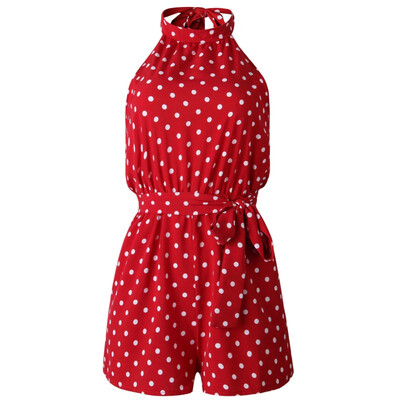 Women Polka Dot Belted Jumpsuit Playsuits Elegant Halter Backless Jumpsuit Rompers Summer Sleeveless Pocket Playsuits
Women Polka Dot Belted Jumpsuit Playsuits Elegant Halter Backless Jumpsuit Rompers Summer Sleeveless Pocket Playsuits