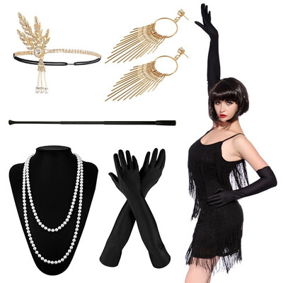 5PCS 1920s Accessories Flapper Set for Women Costume Accessories Including Headband Gloves Necklace Cigarette Rod Earing
5PCS 1920s Accessories Flapper Set for Women Costume Accessories Including Headband Gloves Necklace Cigarette Rod Earing
