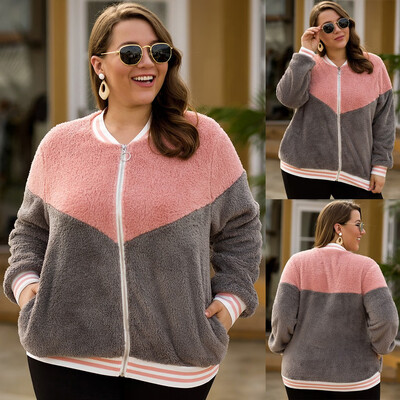 Gobestart Womens Plus Size O-neck Contrast Color Stitching Zipper Pocket Plush Jacket
Gobestart Womens Plus Size O-neck Contrast Color Stitching Zipper Pocket Plush Jacket