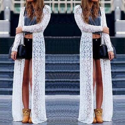 Women Floral Lace Kimono Semi Sheer Plus Size Solid Open Front Long Elegant Beach Cover Up Cardigan
Women Floral Lace Kimono Semi Sheer Plus Size Solid Open Front Long Elegant Beach Cover Up Cardigan