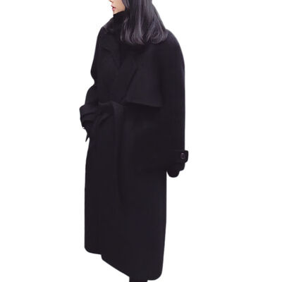 Fashion Solid Black Long Sleeve Sashes Lapel Double-Sided Woolen Outwear Women Autumn Winter Warm Jacket Temperament Coat Female
Fashion Solid Black Long Sleeve Sashes Lapel Double-Sided Woolen Outwear Women Autumn Winter Warm Jacket Temperament Coat Female