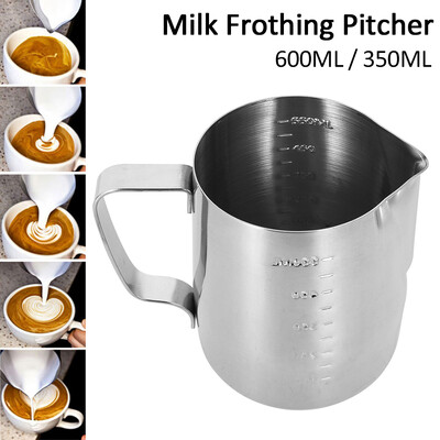 350600ml Stainless Steel Milk Pitcher Frothing Jug Measuring Cup with Internal Markings
350600ml Stainless Steel Milk Pitcher Frothing Jug Measuring Cup with Internal Markings