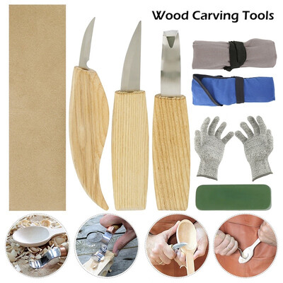 6pcs Spoon Carving Sets Hook Spoon Knife Whittling Knives Hand Wood Carving Knife Tools with Bag Gloves
6pcs Spoon Carving Sets Hook Spoon Knife Whittling Knives Hand Wood Carving Knife Tools with Bag Gloves