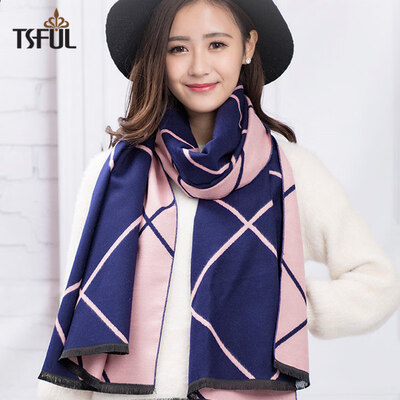 Tsful scarf female winter long warm air conditioning shawl winter thick dual-use wild stripes Korean fashion scarf TSO620WJ large oblique treasure blue powder
Tsful scarf female winter long warm air conditioning shawl winter thick dual-use wild stripes Korean fashion scarf TSO620WJ large oblique treasure blue powder
