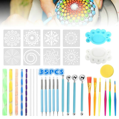 35Pcs In 1 Set Mandala Dotting Pen Tools Kit for Art Mandala Stencil Dot Painting Rock Ball Stylus Brushes Paint Tray
35Pcs In 1 Set Mandala Dotting Pen Tools Kit for Art Mandala Stencil Dot Painting Rock Ball Stylus Brushes Paint Tray