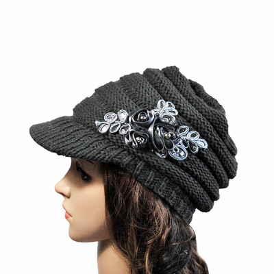 Winter Women Cable Knitted Visor Hat with Flower Accent Thick Soft Warm Beanie Hats Wool Cap
Winter Women Cable Knitted Visor Hat with Flower Accent Thick Soft Warm Beanie Hats Wool Cap