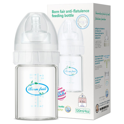 BORN FAIR wide-bore glass bottle newborn baby baby anti-flatulence bottle comfortable&smooth 120ML with number nipple
BORN FAIR wide-bore glass bottle newborn baby baby anti-flatulence bottle comfortable&smooth 120ML with number nipple