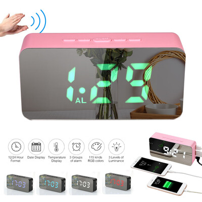 Digital Colorful RGB LED Mirror Alarm Clock USBBattery Powered Desktop Thermometer Clock with Adjustable Luminance 3 Alarms Snooz
Digital Colorful RGB LED Mirror Alarm Clock USBBattery Powered Desktop Thermometer Clock with Adjustable Luminance 3 Alarms Snooz