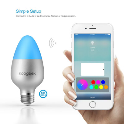Koogeek E26E27 8W Color Changing Dimmable Wi-Fi Smart LED Light Bulb Remote Control 16 Million Colors 500LM 2700-6000K
Koogeek E26E27 8W Color Changing Dimmable Wi-Fi Smart LED Light Bulb Remote Control 16 Million Colors 500LM 2700-6000K