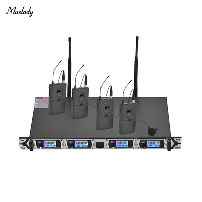 Muslady D4-1 Professional 4-Channel UHF Wireless Microphone System Includes 4 Lapel Microphones with Bodypack Transmitters 1 Rac
Muslady D4-1 Professional 4-Channel UHF Wireless Microphone System Includes 4 Lapel Microphones with Bodypack Transmitters 1 Rac