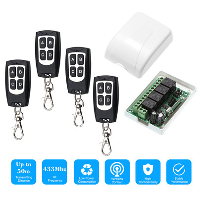 433Mhz DC 12V 4CH Universal 10A Relay Wireless Remote Control Switch Receiver Module&5PCS 4 Key RF 433 Mhz Transmitter Remote
433Mhz DC 12V 4CH Universal 10A Relay Wireless Remote Control Switch Receiver Module&5PCS 4 Key RF 433 Mhz Transmitter Remote