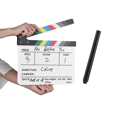 Dry Erase Acrylic Director Film Clapboard Movie TV Cut Action Scene Clapper Board Slate with Marker Pen BlackWhite Stick White
Dry Erase Acrylic Director Film Clapboard Movie TV Cut Action Scene Clapper Board Slate with Marker Pen BlackWhite Stick White