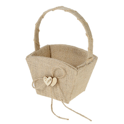 Vintage Rustic Wedding Burlap Flower Girl Basket with Wooden Heart Decoration Wedding Supplies
Vintage Rustic Wedding Burlap Flower Girl Basket with Wooden Heart Decoration Wedding Supplies