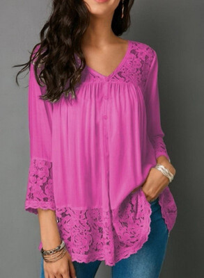 7 Colors plus size Women Casual Solid Color Lace Deep V Neck T-Shirt Tops 34 Sleeves Sexy Autumn Slim Fit Irregular Pullover
7 Colors plus size Women Casual Solid Color Lace Deep V Neck T-Shirt Tops 34 Sleeves Sexy Autumn Slim Fit Irregular Pullover