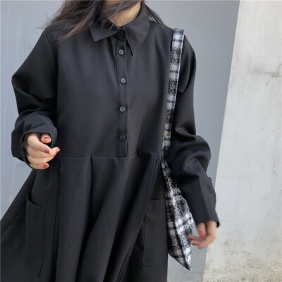 2018 Fashion Black Long Sleeve Shirt Dresses For Women Japanese Street Oversized Split Button Pocket Dress Female Casual Clothe
2018 Fashion Black Long Sleeve Shirt Dresses For Women Japanese Street Oversized Split Button Pocket Dress Female Casual Clothe