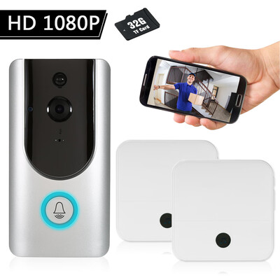 HD 1080P WiFi Smart Wireless Security Doorbell with 16G TF Card2PCS 18650 Batteries Smart Visual Intercom Recording Video Door Ph
HD 1080P WiFi Smart Wireless Security Doorbell with 16G TF Card2PCS 18650 Batteries Smart Visual Intercom Recording Video Door Ph