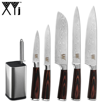 XYj 7pcs Stainless Steel Knife Holder Set Sharpener Bar Damascus Pattern Blade Kitchen Knives
XYj 7pcs Stainless Steel Knife Holder Set Sharpener Bar Damascus Pattern Blade Kitchen Knives