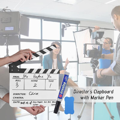 Professional Acrylic Clapboard Dry Erase TV Film Movie Director Cut Action Scene Clapper Board Slate With Marker Pen Eraser
Professional Acrylic Clapboard Dry Erase TV Film Movie Director Cut Action Scene Clapper Board Slate With Marker Pen Eraser