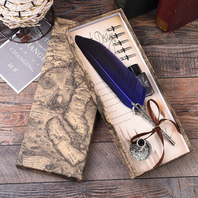 Feathers Fountain Pens High Quality Blue Metal Calligraphy Dip Pen Set Gift Box Writing with ink Bottle Wedding Gift Quill Pen
Feathers Fountain Pens High Quality Blue Metal Calligraphy Dip Pen Set Gift Box Writing with ink Bottle Wedding Gift Quill Pen