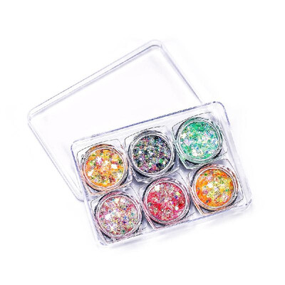 6 ColorsSet Eyes Glitter Sequins Iridescent Flakes Shiny Gel Cosmetic Chunky Glitter for Eye Shadow Body Nail Lips Face Hair Glit
6 ColorsSet Eyes Glitter Sequins Iridescent Flakes Shiny Gel Cosmetic Chunky Glitter for Eye Shadow Body Nail Lips Face Hair Glit