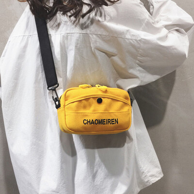 Ins net red bag female 2019 new summer wild simple canvas bag female Messenger bag fashion shoulder bag