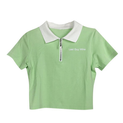 Woman Summer T Shirt Last Guy Wins Letter Printed Tops Lady Sexy Short Sleeve Crop Top Turn-down Collar Zipper T-Shirt
Woman Summer T Shirt Last Guy Wins Letter Printed Tops Lady Sexy Short Sleeve Crop Top Turn-down Collar Zipper T-Shirt