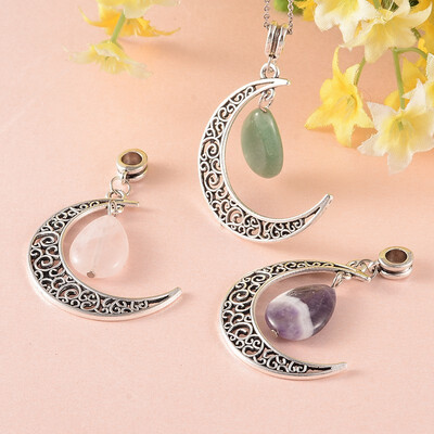 Tibetan Style Moon Large Hole European Big Dangle Beads with Drop Gemstone Beads Antique Silver 51mm Hole 5mm
Tibetan Style Moon Large Hole European Big Dangle Beads with Drop Gemstone Beads Antique Silver 51mm Hole 5mm