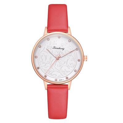 Fashion noble female models with diamonds British watch trend solid color printed PU leather watch
Fashion noble female models with diamonds British watch trend solid color printed PU leather watch