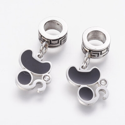 304 Stainless Steel European Dangle Beads Large Hole Pendants with Rhinestone&Enamel Cat Antique Silver 245mm
304 Stainless Steel European Dangle Beads Large Hole Pendants with Rhinestone&Enamel Cat Antique Silver 245mm