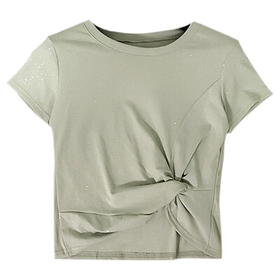 Women tshirt Summer Casual Comfortable All-match Sparkly summer t shirt Twist Knot Short Sleeve Crop T-shirt
Women tshirt Summer Casual Comfortable All-match Sparkly summer t shirt Twist Knot Short Sleeve Crop T-shirt