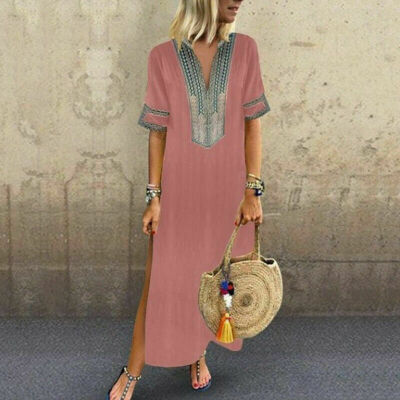 New Womens Short Sleeve Boho Party Casual Kaftan Tunic Gypsy Ethnic Maxi Beach Dress Long Cotton Linen Dresses Plus Size
New Womens Short Sleeve Boho Party Casual Kaftan Tunic Gypsy Ethnic Maxi Beach Dress Long Cotton Linen Dresses Plus Size