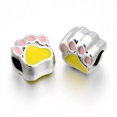 Nickel Free & Lead Free Unfading Silver Plated Alloy Enamel European Beads Large Hole Beads Dog Paw Print Yellow 11x10x7mm 
Nickel Free & Lead Free Unfading Silver Plated Alloy Enamel European Beads Large Hole Beads Dog Paw Print Yellow 11x10x7mm