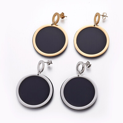 304 Stainless Steel Stud Earrings with Plastic Flat Round Mixed Color 48mm Pendant 35x2mm Pin 08mm
304 Stainless Steel Stud Earrings with Plastic Flat Round Mixed Color 48mm Pendant 35x2mm Pin 08mm