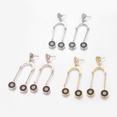 304 Stainless Steel Dangle Stud Earrings with Black Shell Donut Mixed Color 5758mm Donut 10x2mm Pin 07mm
304 Stainless Steel Dangle Stud Earrings with Black Shell Donut Mixed Color 5758mm Donut 10x2mm Pin 07mm