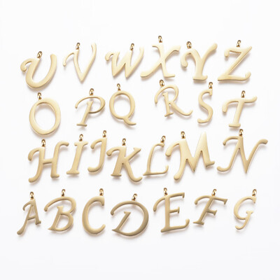 304 Stainless Steel Alphabet Pendants Initial Letter AZ Golden 1519x5519x2mm Hole 2mm