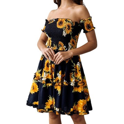 Women Strapless Floral Print Dress Ladies Fashion Slash Neck Tunic Dress Party Beach Mini Dress
Women Strapless Floral Print Dress Ladies Fashion Slash Neck Tunic Dress Party Beach Mini Dress