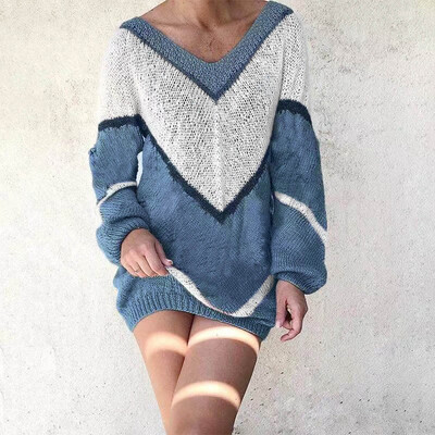 Tailored Women New Fashion V-Neck Sexy Sweater Dress Color Block Long Sleeve Mini Dress
Tailored Women New Fashion V-Neck Sexy Sweater Dress Color Block Long Sleeve Mini Dress