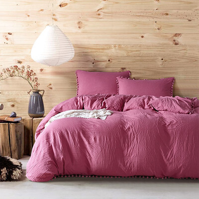 Neillie ball side quilt cover suit bedding three piece set American size pure color bed goods
Neillie ball side quilt cover suit bedding three piece set American size pure color bed goods