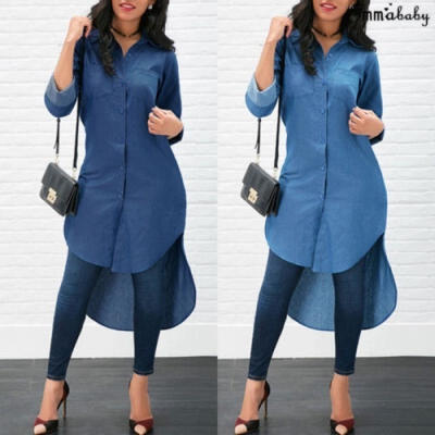 Women Fashion Long Sleeve Solid Color Casual V-neck Buttons Denim Long Shirt Clubwear Party Slim Midi Dress
Women Fashion Long Sleeve Solid Color Casual V-neck Buttons Denim Long Shirt Clubwear Party Slim Midi Dress