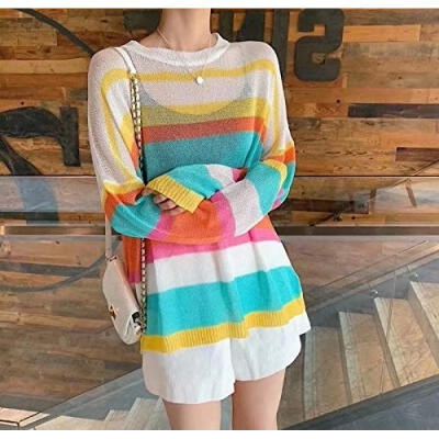 Women&39s Casual Loose Long Sleeve Rainbow Stripes Baggy Comfy Blouse Shirt Tunic Tops
Women&39s Casual Loose Long Sleeve Rainbow Stripes Baggy Comfy Blouse Shirt Tunic Tops