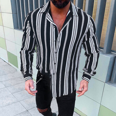 Toponeto Mens Casual Fashion Slim Stripe Printing Lapel Long Sleeve Shirts Top Blouse
Toponeto Mens Casual Fashion Slim Stripe Printing Lapel Long Sleeve Shirts Top Blouse