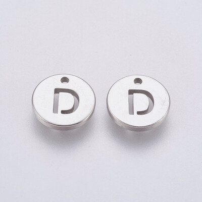 304 Stainless Steel Charms Flat Round with Letter Stainless Steel Color LetterD 10x1mm Hole 1mm
304 Stainless Steel Charms Flat Round with Letter Stainless Steel Color LetterD 10x1mm Hole 1mm