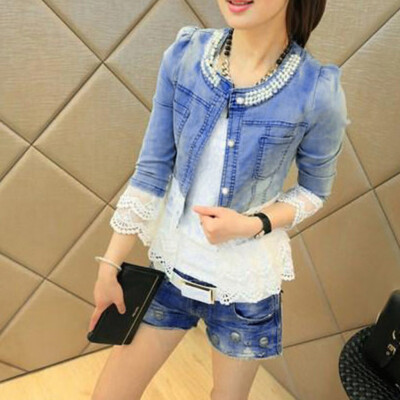 Toponeto Women Casual Lace Half Sleeve Denim Jacket Long Jean Coat Bead Outwear Overcoat
Toponeto Women Casual Lace Half Sleeve Denim Jacket Long Jean Coat Bead Outwear Overcoat