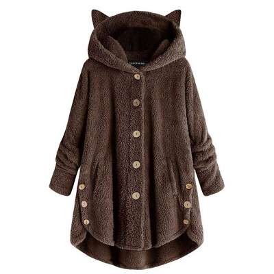 2019 Autumn Winter Button Hooded Cat Ear Plush Top Irregular Solid color Long sleeve Coat
2019 Autumn Winter Button Hooded Cat Ear Plush Top Irregular Solid color Long sleeve Coat