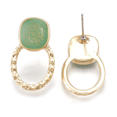 Alloy Enamel Stud Earrings with Glitter Powder Ring Light Gold MediumSeaGreen 25x15mm Pin 07mm
Alloy Enamel Stud Earrings with Glitter Powder Ring Light Gold MediumSeaGreen 25x15mm Pin 07mm