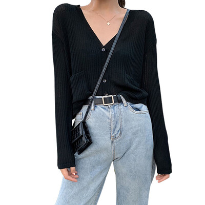 Fashion Casual Solid Long Sleeve V-Neck Thin Blouse Sun Protection Button Up Knitted Cardigan
Fashion Casual Solid Long Sleeve V-Neck Thin Blouse Sun Protection Button Up Knitted Cardigan