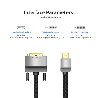 VENTION HDMI to DVI Cable Bi-directional 1080P DVI to HD Converter for PC Displayer HDTV 10m3281ft
VENTION HDMI to DVI Cable Bi-directional 1080P DVI to HD Converter for PC Displayer HDTV 10m3281ft