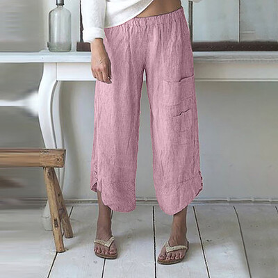 Tailored Women Plus Size Stripe Pocket Wide Leg Pants Cotton Linen Trousers Ninth Pants
Tailored Women Plus Size Stripe Pocket Wide Leg Pants Cotton Linen Trousers Ninth Pants